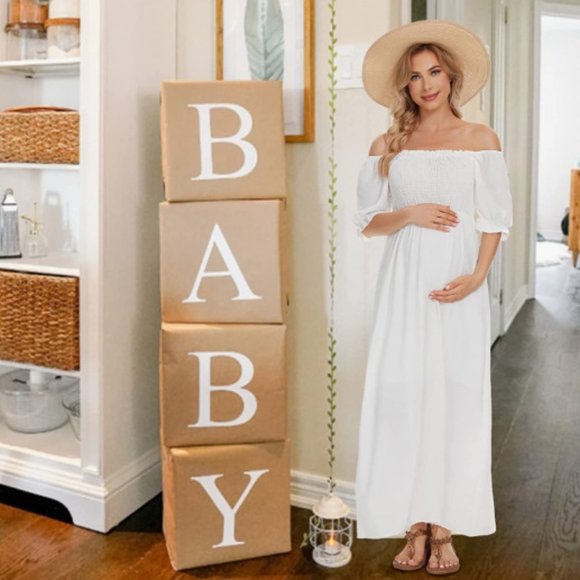 Perfect for Photshoot Maternity Baby Shower Photoshoot Dress Off Shoulder Maxi P - Picture 1 of 11